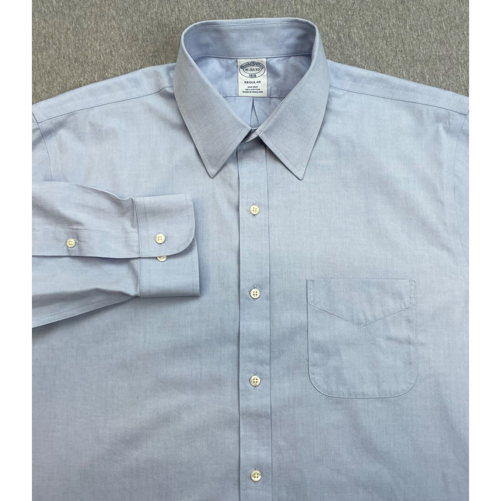 Brooks Brothers Shirt Mens 16 - 32/33 Blue 100% Cotton Oxford Cloth Button-Up